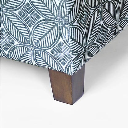 HomePop 18" Classic Square Storage Ottoman - Blue Indigo Print - color: Blue Indigo Print