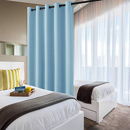 DWCN Patio Sliding Door Curtains - Extra Wide Curtains for Glass Door, Room Divider Blackout Thermal Curtain Grommet Panel with Grommet Top for Bedroom Partition, 6.7ft Wide x 7ft Tall, Light Blue - color: Light Blue, size: 80"W x 84"L (Pack of 1)
