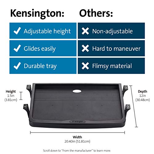 Kensington Underdesk Basic Keyboard Drawer (K60009US) , Black | Slide-out tray, frees up desk space, simple under-desk mounting