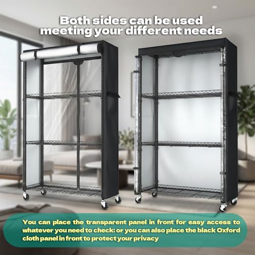 Storage Shelves with Cover & Wheels, 36" W x 14" D x 63" H | 4-Tier Wire Shelving with 600D Oxford cover, Rolling Metal Storage Shelf for dorm, pantry, kitchen or Closet - size: 4-Shelf 36"W x 14"D x 63"H W/Cover