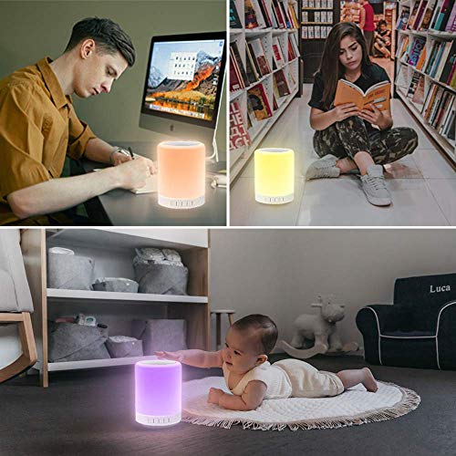 Night Light with Bluetooth Speaker, Touch Lamp Rechargeable Relaxing Cool | Elecstars Small Lamp, Aux Line-in and TF Card Supported, Portable Color Changing, Birthday Holiday Gift for Kids Teens Women.
