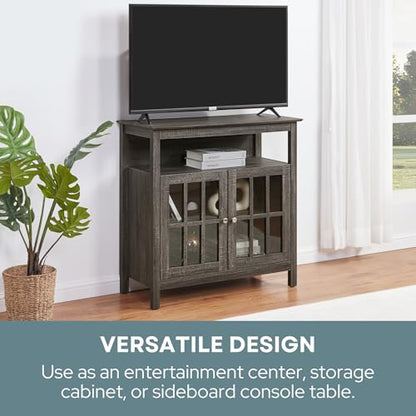 Convenience Concepts Big Sur Highboy TV Stand 36" - Modern Entertainment Center For TVs up to 40", Storage Cabinet for Dining, Living Room, & Entryway, Console Hall Table with Shelves, Weathered Gray - color: Weathered Gray