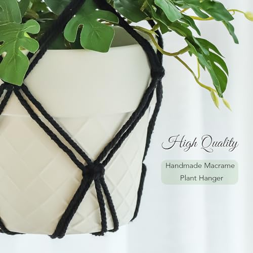 4 Pack Macrame Plant Hangers Indoor Up to 10 inch Pot, Boho Hanging Planters, Plant Holder with 8Pcs Stainless Steel Hooks(4Pcs Black Hanger) - color: 4pcs Black Hanger