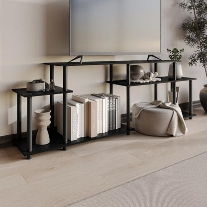 Simple 3-Tier TV Stand with Open Storage Shelves, for TVs up to 50", Black - color: Black