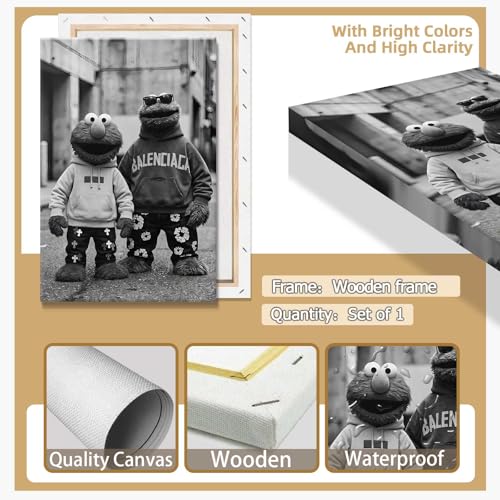 Funny Urban Street Style Poster Black And White Canvas Wall Art Vintage Abstract Urban Characters Inspired Artwork Prints Painting For Living Room Bedroom Apartment Wall Decor 12x16in Wrapped Canvas - color: style 01, size: 12"L x 16"W, style: Wrapped Can
