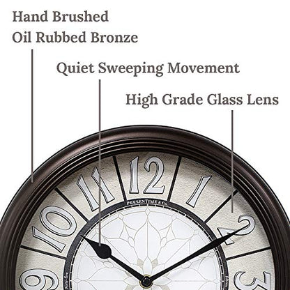 12.6" Illuminated Farmhouse Wall Clock | Silent Battery-Operated Night Light Wall Clock, Smart LED Sensor, Living Room, Kitchen, Bath, Oil-Rubbed Bronze - color: Oil Rubbed Bronze, size: 12.6"