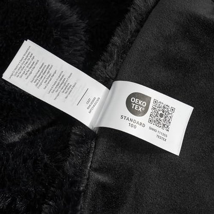 Cozy Bliss Deluxe Sheared Rabbit Faux Fur Throw Blanket, Black 60"x80" | Soft Fuzzy High-Low Sculpted Plush Blanket for Couch, Cozy Home Accent, All Season Use - color: Stripe - Black, size: Twin(60" x 80")