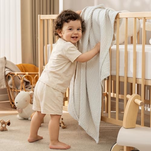 PHF 100% Cotton Muslin Throw Blanket 50" x 60", 4-Layer Lightweight and Breathable Blanket, Luxuriously Soft Gauze Throws for Couch Bed Sofa, Ideal Gift Choice, Oat Milk - color: Oat Milk, size: Throw(50"X60")