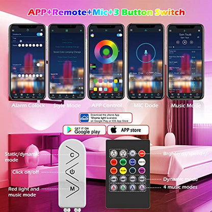 AILBTON Led Strip Lights,82ft Led Light Strips Music Sync Color Changing RGB Led Strip Built-in Mic,Bluetooth led Lights App Control with Remote,5050 RGB Rope Light Strip - size: 82FT