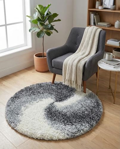 Rugs.com - Soft Touch Shag Rug – 3 Ft Round Smoke Gray Plush Shag Rug – Ultra-Soft Accent for Nurseries, Playrooms, and Kids Bedrooms - color: Smoke Gray, size: 3' (Round)