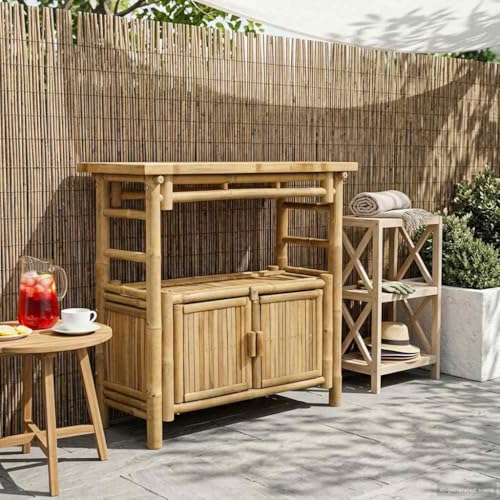 Bamboo Console Table with Doors, Slim Entryway Accent Table with Storage Shelves for Living Room Hallway, 31.50 x 13.78 x 29.53 Inches - color: Brown, size: 31.50 x 13.78 x 29.53 in