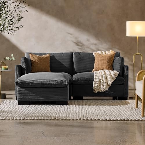 Best Choice Products Modern Loveseat Sofa for Living Room, Corduroy Recliner, Removable Cover, Spring Cushions, Solid Wood Frame, Easy Assembly for Small Spaces, 82in – Gray - color: Corduroy - Gray