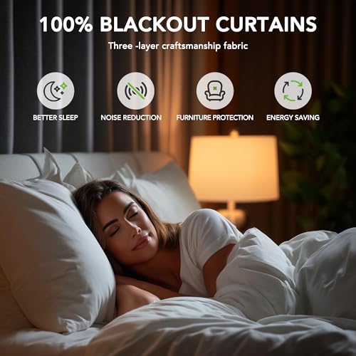 Deconovo Faux Linen 100% Blackout Curtains with Hidden Tabs & Pleat Tape, Tiebacks Included, Thermal Insulated Noise-Reducing Drapes for Bedroom & Living Room, Light Grey, 50W x 108L, 2 Panels - color: Linen Total Blackout - Grey, size: 50"W x 108"L (Pack