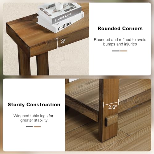42.5" Solid Wood Console Table for Entryway, Narrow Sofa Table | Farmhouse, with Storage Shelf, Thickened Tabletop and Legs, Skinny Behind Couch Sofa Tablefor Living Room, Hallway, Foyer - size: 42.5"