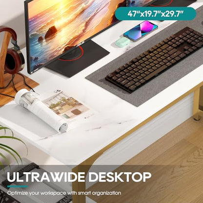 BestOffice Computer Desk,Home Office Desk, Modern Simple Style for Home Office Study Writing (Gold, 47 Inch) - color: Gold, size: 47 Inch