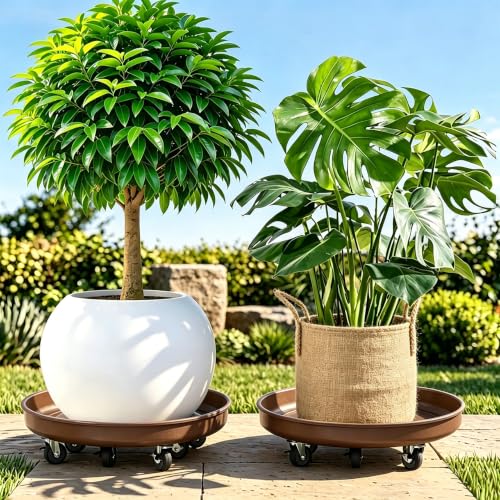 20 inch Plant Saucer Rolling Metal Extra Large Plant Caddy, 550 Lb Capacity | Rolling Plant Stand, 360° Locking Casters Heavy Duty Planter Caddies, Rustproof and Waterproof, and Easy to Move - size: 1 PACK 20 INCH
