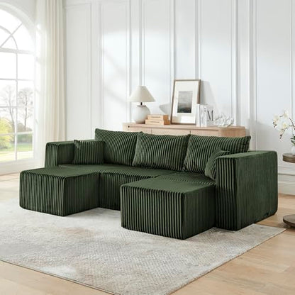 Compact Modular Sectional Sofa, Foam, Green, Space-Saving Design, No Assembly Required - color: Green, size: 42x18x17