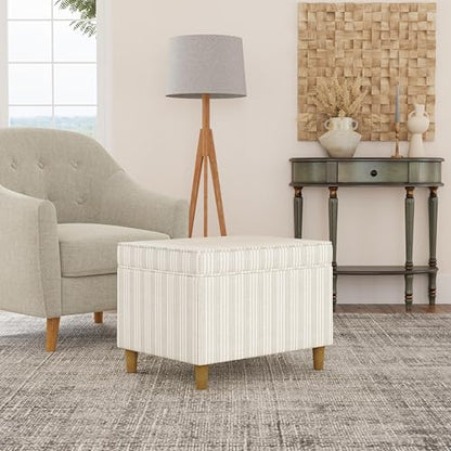 Spatial Order 24" Dinah Collection Storage Ottoman - Cream Marigold Pinstripe Fabric - color: Cream Marigold Pinstripe Fabric
