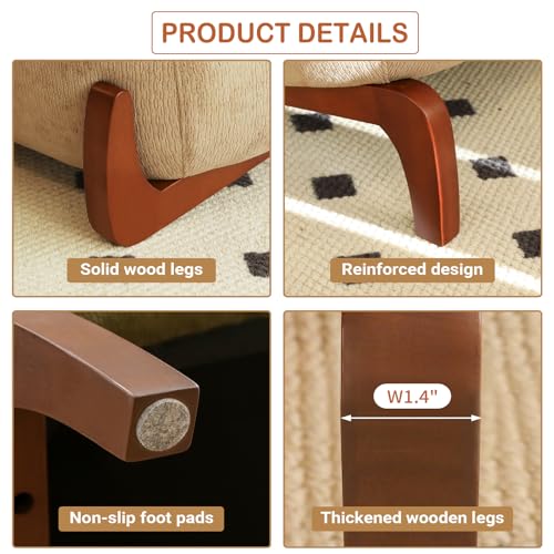 Chifee & Vingol Modern Accent Chair Armless Lounge Chairs with Wood Leg & Pillow Comfy Upholstered Reading Chair for Living Room Bedroom,Camel - color: 28"-camel