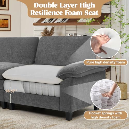 86" Modular Sectional Sofa,Comfy Cloud Couch Sectional Sofa,Loveseat Chenille Sleeper Deep Seat Sofas for Living Room,Bedroom and Apartment,Dark Gary - color: Dark Gray, style: loveseat-chenille