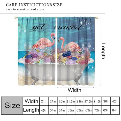 Funny Flamingo Curtains, Pink Flamingo Tropical Fish Coral Beach Window Treatments Drapes for Kids Bedroom Living Room Apartment 42" W X 45" L(No Blackout) - color: Flamingo-2, size: 20.5"W x 45"L (Pack of 2)