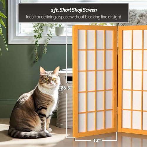 2 ft. Short Desktop Window Pane Shoji Screen - Honey - 3 Panels - color: Honey, size: 3 Panel