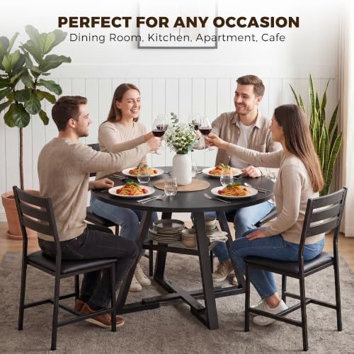 Jocoevol Round Dining Table for 4,Kitchen Dining Room Circle Dinner Pedestal Table,Space Saving Wood Kitchen & Dining Room Furniture (Black, 46In) - color: Black, size: 46In