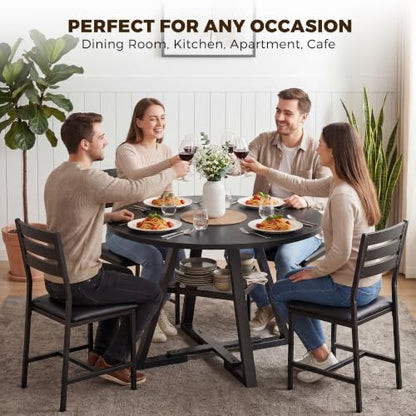 Jocoevol Round Dining Table for 4,Kitchen Dining Room Circle Dinner Pedestal Table,Space Saving Wood Kitchen & Dining Room Furniture (Black, 46In) - color: Black, size: 46In