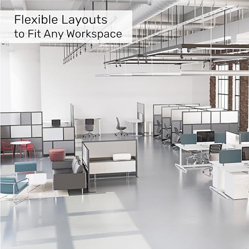 Workflow Modular Wall | Room Divider with Whiteboard, Sound Dampening, & Frosted Acrylic Panels | Expandable Office Partition for Privacy & Stability (70" x 48") - size: 70" x 48"