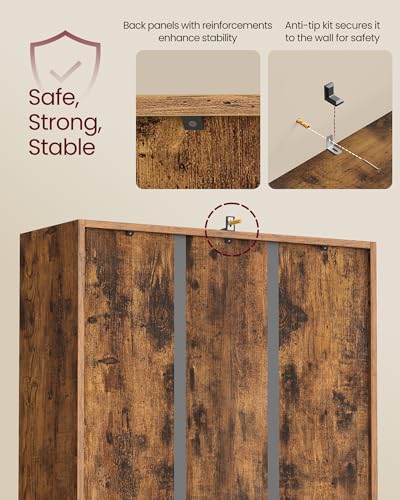 VASAGLE Bookcase Cube Shelf with 4 Compartments, 9.4 x 26 x 26 Inches | Bookshelf storage shelf, Rustic Brown, CUSTOS Collection, ULBC476K01 - color: Rustic Brown, size: 4 Cubes (9.4"D x 26"H), style: 1 Pack