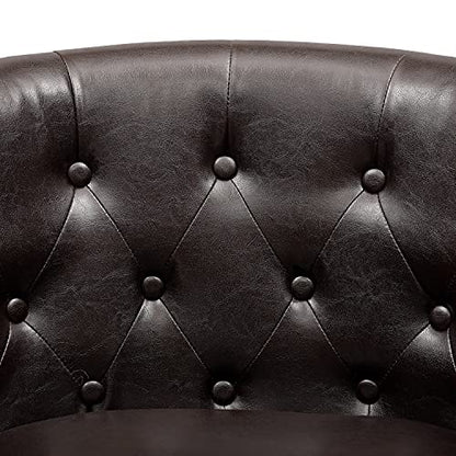 Naomi Home Emma Faux Leather Tufted Barrel Accent Chair - Espresso | Solid wood frame, sturdy legs and easy-clean faux leather create lasting comfort for living room, bedroom or office. - color: Espresso, style: Barrel
