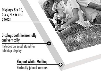 Americanflat Set of 10 Picture Frames with Shatter-Resistant Glass - Gallery Wall Frame Set with Two 8x10, Four 5x7 and Four 4x6 Frames - Signature Collection - White | Includes two 8x10, four 5x7 and four 4x6, shatter-resistant glass, hanging hardware in