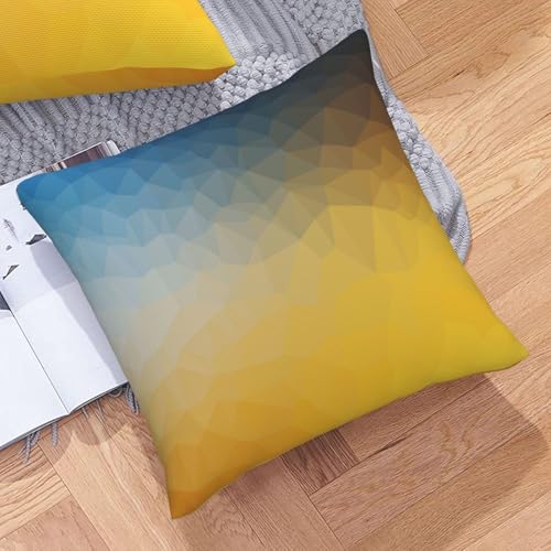 Yellow and Blue Throw Pillow Covers Abstract Polygon Style Pillow Cover 18x18 Inch Set of 2 Fractal Gradient Geometric Art Pillowcase Square Cushion Cases for Couch Bed Sofa - color: Blue Yellow, size: 18" x 18" (Pack of 2)