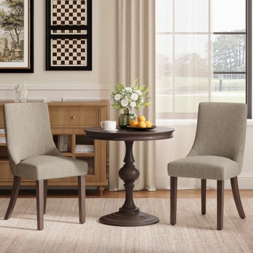 MALOL Wooden Dining Chairs Set of 2, Upholstered Kitchen & Dining Room Chairs with Solid Wood Legs Curved Backrest Farmhouse Accent Chair for Dining/Kitchen/Living Room, Camel - color: Camel, size: Set of 2