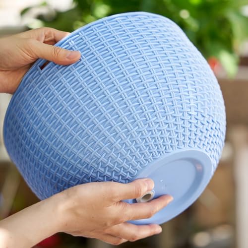Rattan Styles Hanging Planter, Resin Small Hanging Flower Pot | Kangnice Rattan Styles Hanging Planter, Resin Small Hanging Flower Pot - color: Blue