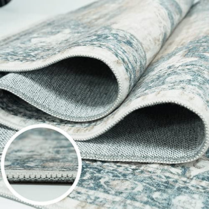 2x6 Hallway Runner Rug Washable: Soft Kitchen Rug Non Slip Runner with Rubber Backing for Living Room Bedroom Bathroom Non Shedding Farmhouse Carpet Runners (Blue, 2X6) - color: Blue, size: 2' x 6' (Rectangular)