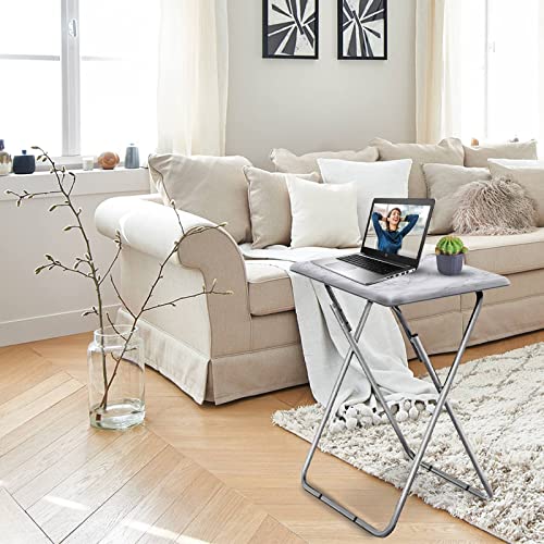 Tv Trays, Folding Tray Table, Dinner Tray Table with No Assembly Required&Sturdy, Foldable Snack Eating Trays Table for Living Room, 15 x 18.9 x 26 in(White Marble,1PC) - color: White Marble, size: 1pc