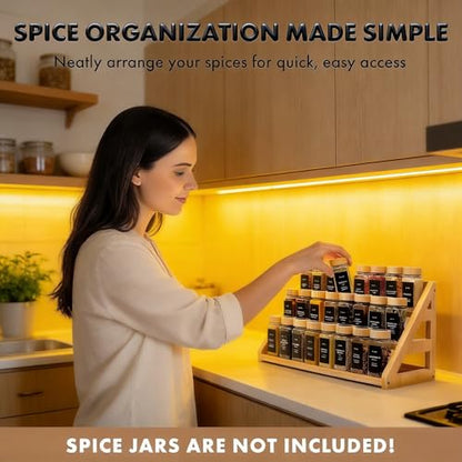 Spice Rack, Spice Organizer -3 Tier Bamboo Spice Racks, Solution for Spice Storage in Kitchens, Countertops，Storage Rooms and Other Places - size: Large