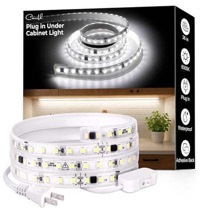 cambk 36inch Plug in Under Cabinet Lighting Strip for Kitchen - size: 36inch
