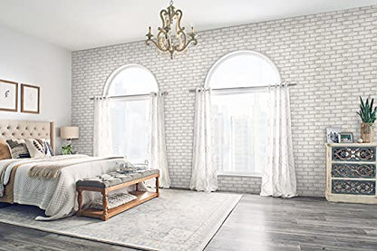 Timeet Brick Wallpaper Brick Peel and Stick Wallpaper Self Adhesive Brick Contact Paper Faux Brick Wallpaper Removable Wall Paper for Bedroom Laundry Room Accent Walls 17.7"×197" - color: Beige,white, size: 17.7" x 197"
