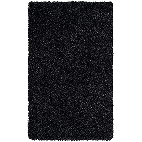 SAFAVIEH California Shag Collection Accent Rug - 2'3" x 5', Black, Non-Shedding & Easy to Clean, Ultra Plush Thick Pile, Ideal for Foyer, Entryway, Accent Space (SG151-9090) - color: Black/Ivory, size: 2'3" x 5' (Rectangular)