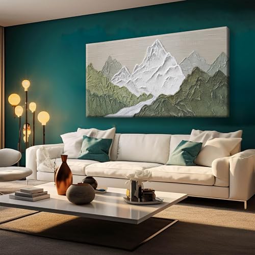 YISXINOAG Mountain Wall Art For Bedroom Office Decor Abstract Mountain Forest Landscapes Green Wall Art Painting Canvas Art Wall Decor Prints Ready To Hang Wall Pictures Home 20×40 Inch - color: Grass Green, size: 40"L x 20"W