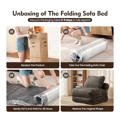 ovios Folding Sofa Bed, Foldable Sleeper Chair Floor Futon, Comfy Portable Convertible Fold Out Lounge Chairs for Living Room Bedroom, Grey - color: Grey
