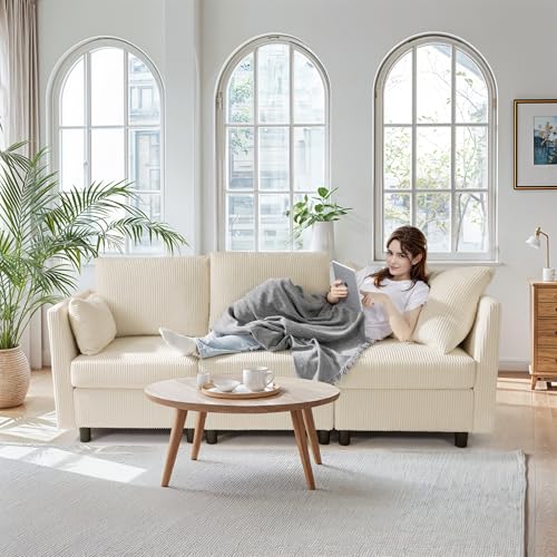 Modular Sectional Sofa with Storage,Convertible Couch, Memory Foam Cushions, Solid Wood Frame, for Living Room & Small Spaces (Beige, 3 Seat) - color: Beige, size: 3 Seat