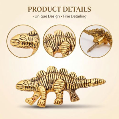 Indian Shelf Set of 3 Gold Stegosaurus Wall Hooks for Coats and Bags - style: Stegosaurus