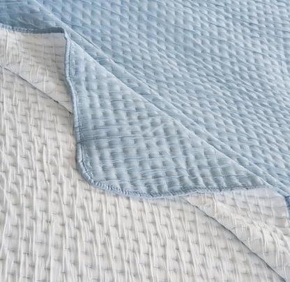 Greenland Home Fashions Homestead Modern Artisan Reversible Matelassé Coverlet Set, 3-Piece Full/Queen, Sky Blue - color: Sky Blue, size: 3-Piece Full/Queen