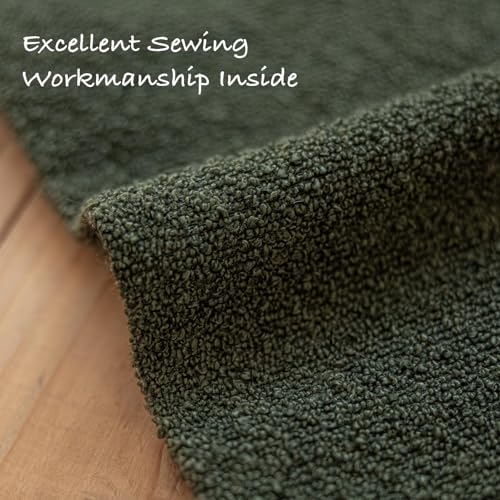 Decorative Throw Pillow Covers 18x18 Inch Pack of 2,Textured Boucle Neutral Cushion Cases for Bed Couch Sofa, Accent Mordern Farmhouse & Minimalist Home Decor (Olive Green) GE05-18 - color: Olive Green, size: 18" x 18" (Pack of 2)