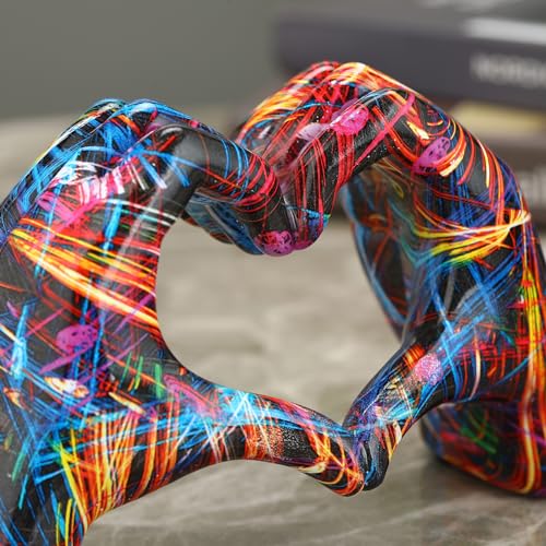 Heart Hands Sculpture Room Decor Hand Heart Statue Bracelet Holder Decorative Hand Art for Bedroom Living Room Bookshelf and Coffee Table