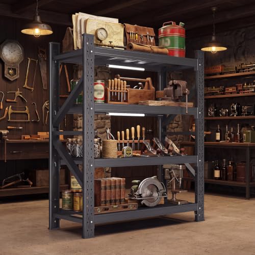 60" W Heavy Duty Garage Shelving, 5000LBS Industrial 4-Tier Rack | 69"H x 70"W x 23.6"D adjustable metal shelving for garage,warehouse,basement storage - size: 70”H*60”W*23.6”D