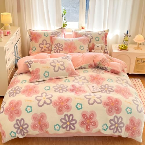 MorroMorn Twin Bedding Sets, Pink Floral Duvet Cover Set, Fluffy Comforter Covers, Colorful Flowers Blanket Ultra Soft Kawaii Cute for Girls Toddler Kids Teen Women Twin/Twin XL Size - color: Blooming Flowers, size: Twin/Twin XL